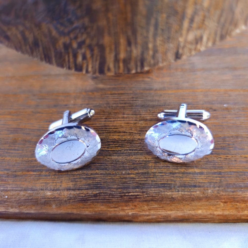 925 sterling silver Simmons vintage oval satin finish cuff links